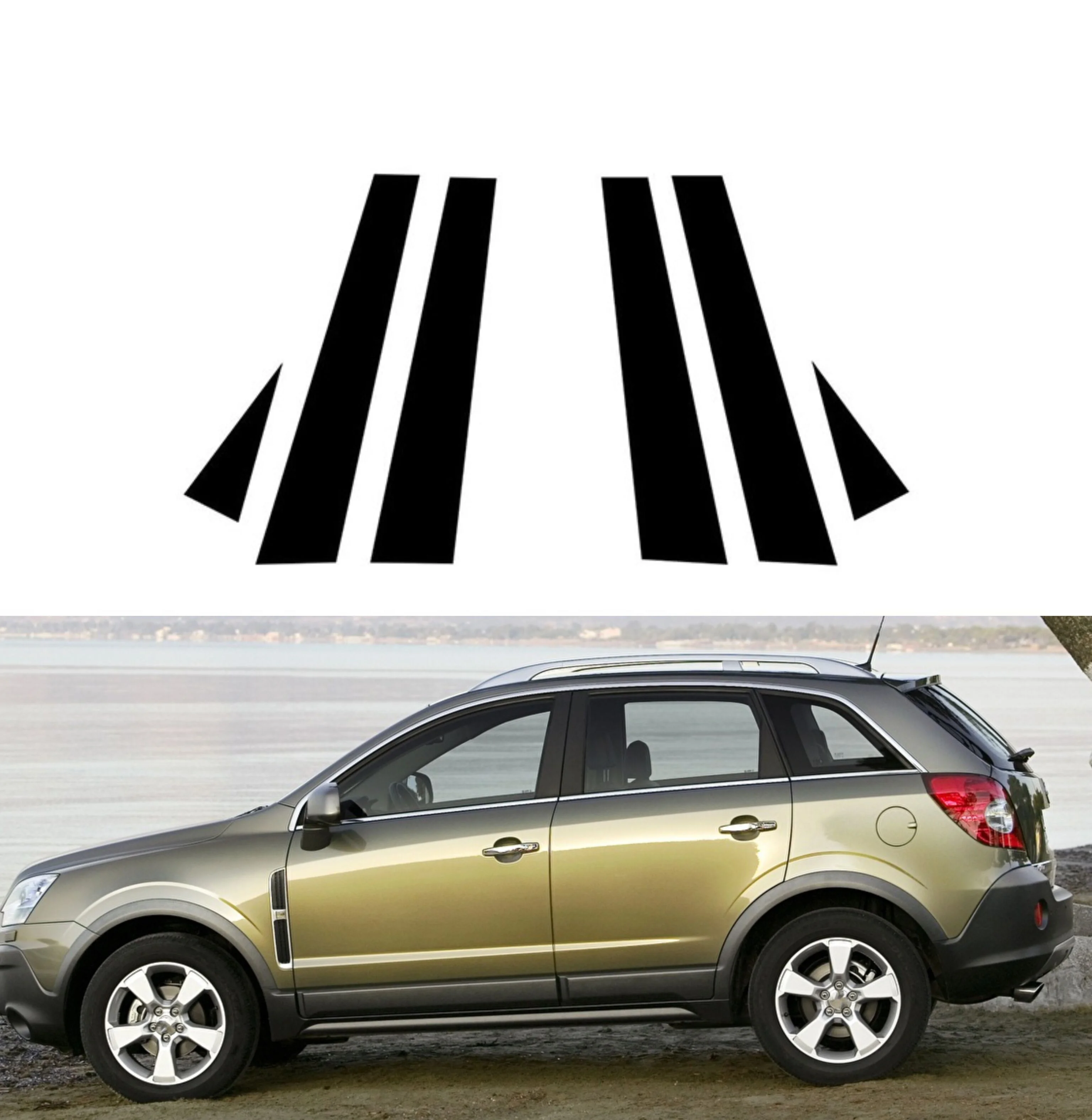 Gloss Black Pillar Post Fit For Vauxhall Antara 2007-2014 2013 2012 2011 2010 Door Window Trim Decoation Cover Decal Sticker