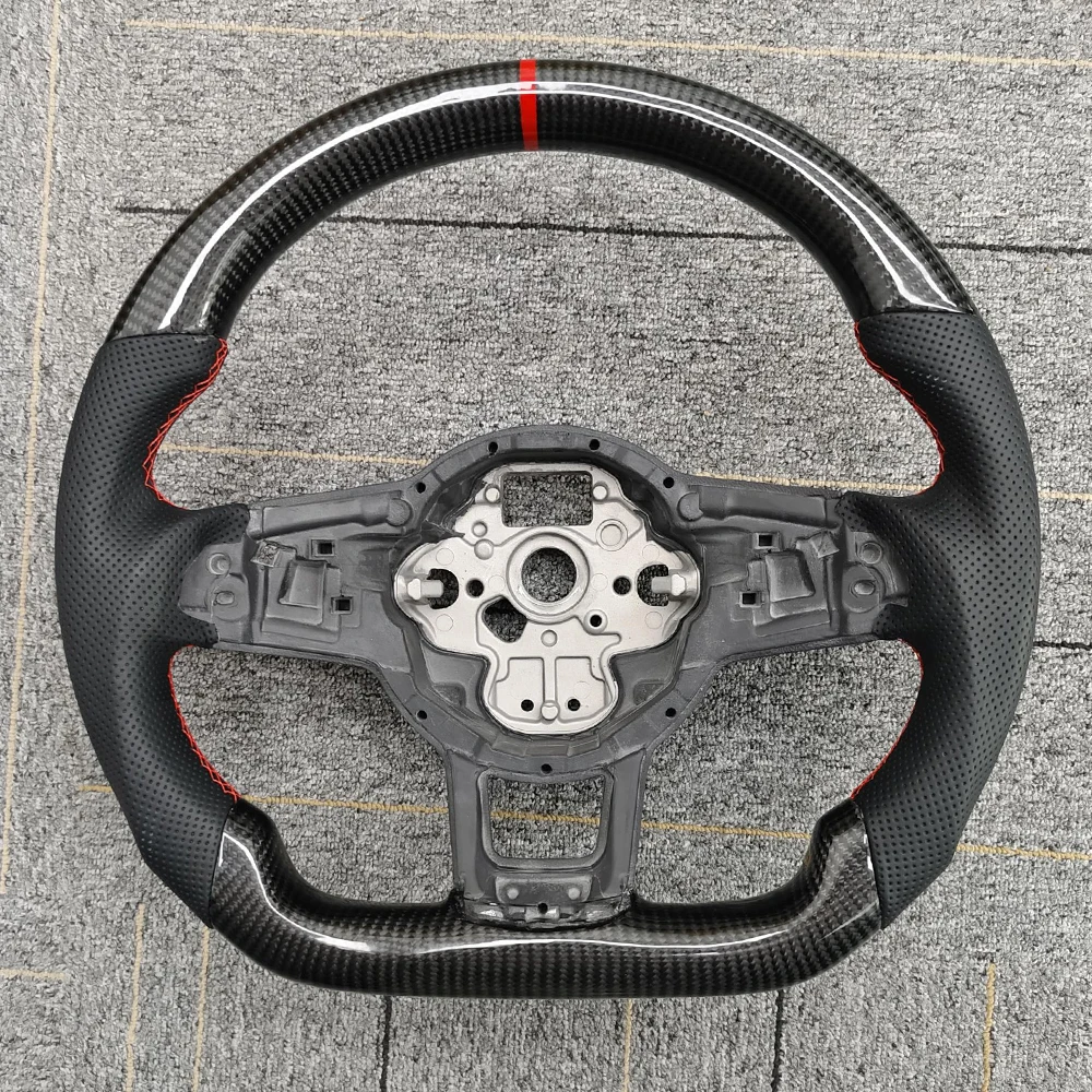 For Volkswagen Tiguan Golf 7 7.5 GTI GTE GLI 2013-2019 Real Carbon Fiber Steering Wheel Perforated Leather Sport Car Accessories