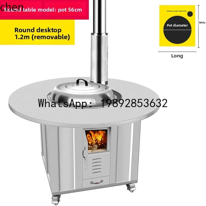 AA  Rural Household Round Table Stainless Steel Movable Earth Stove