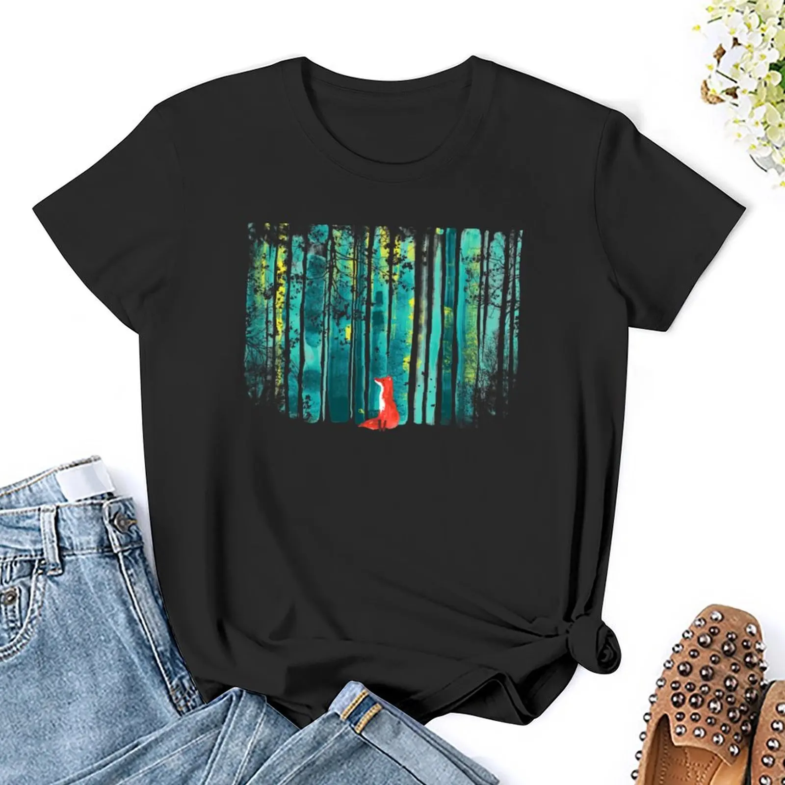 Forest Whisper Anime Graphics T-Shirt pour femme, T-shirt vintage