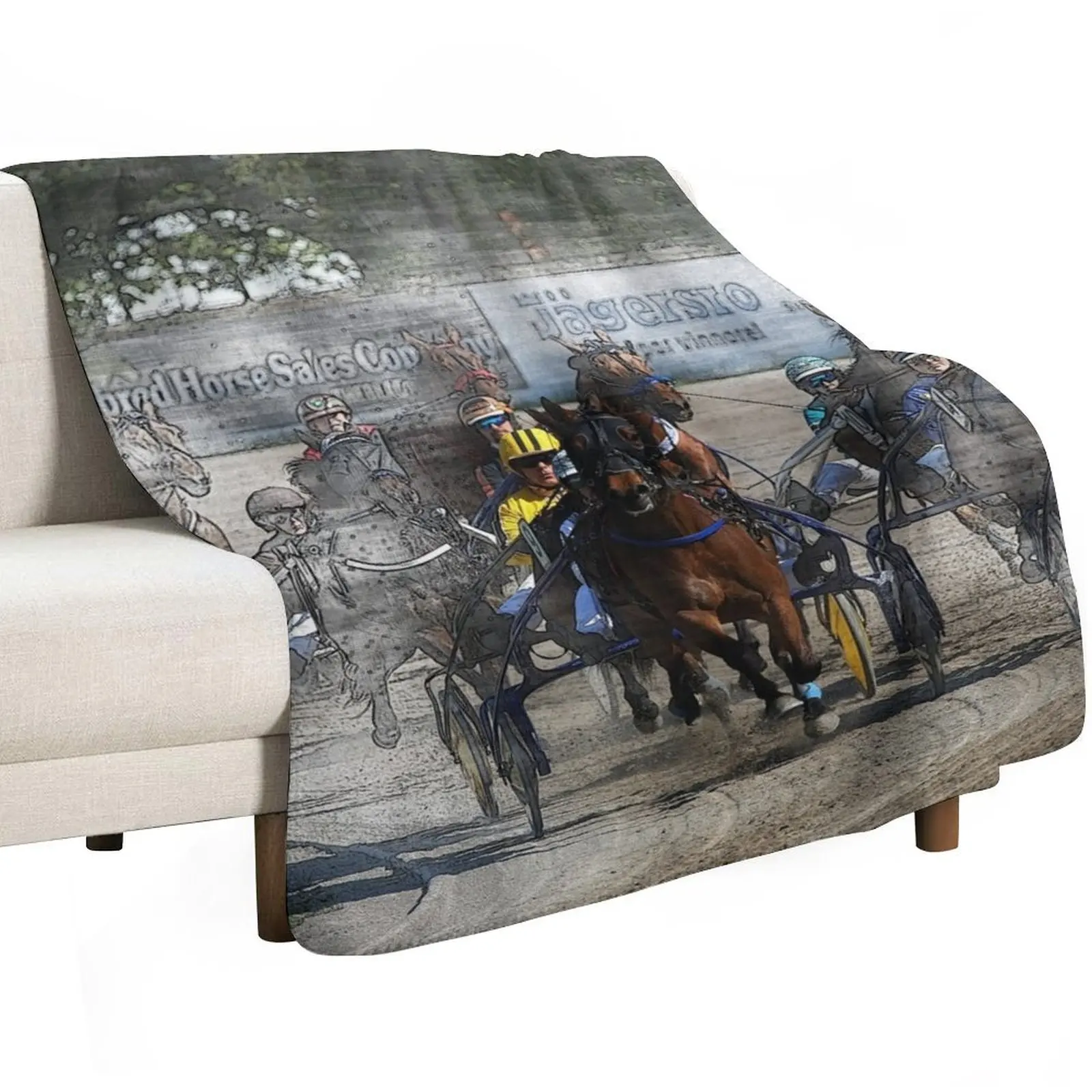 harness horse cart racing - Pencil, Original Throw Blanket Flannels Blankets For Bed manga Weighted Furrys Blankets