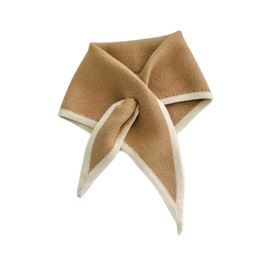 

Long Solid Color Cross Scarves Triangle Windproof Knitted Scarf Neck Guard Shawl False Collar Girl