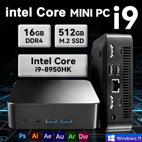 2026년형 강력한 미니 PC 인텔 코어 I9-8950HK I3-6100 16GB DDR4 1TB SSD 윈도우 11 WiFi 6 BT5.2 게이밍 사무용 휴대용 데스크탑 PC