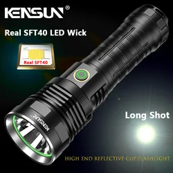 High Power Long Range SFT40 LED Flashlight Super Bright Tactical Torch Powerful Reflective Light Cup Type-C Rechargeable Lantern