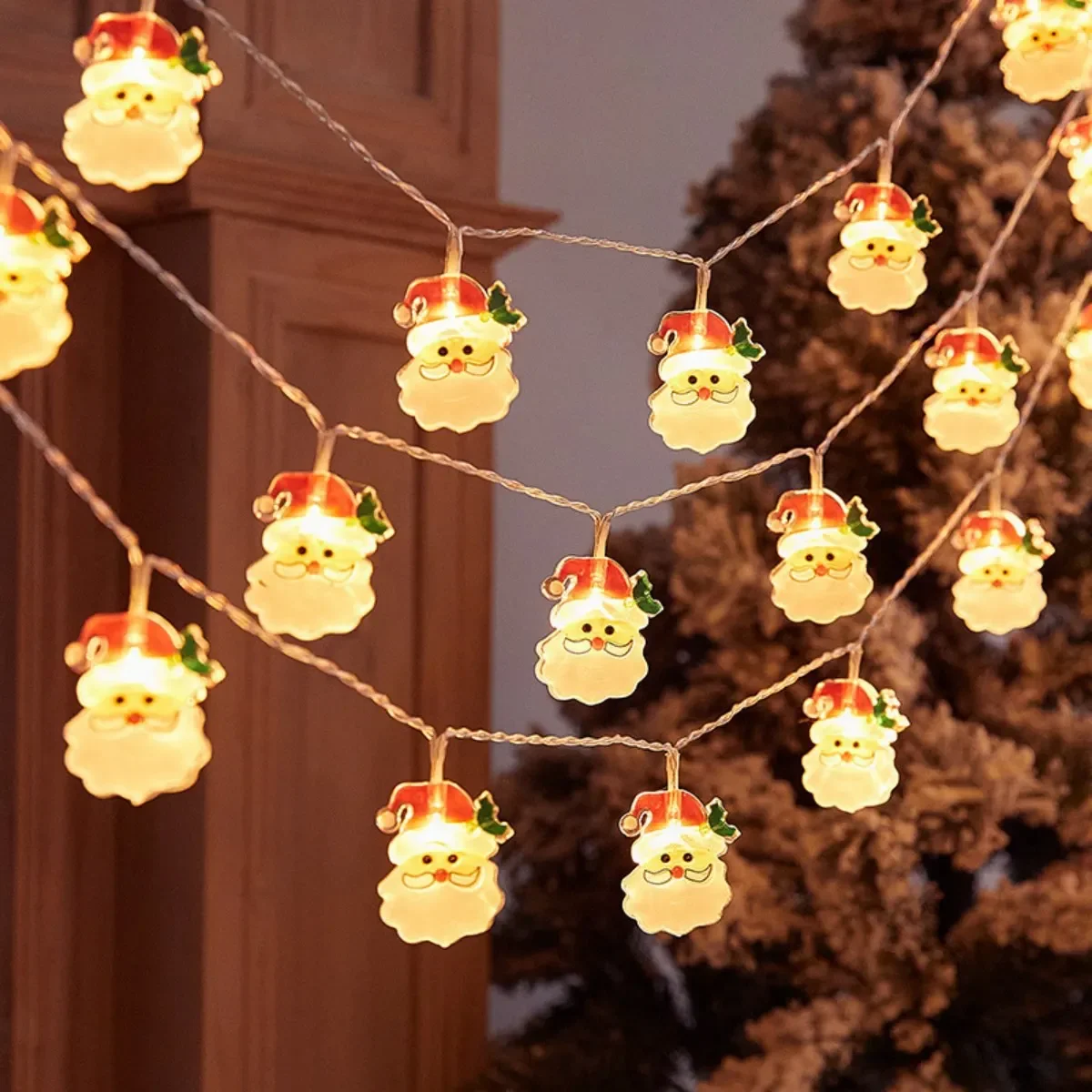 3M/6M LED-Lichterkette für Weihnachtsschneemann und Weihnachtsbaum und Weihnachtsmann, batteriebetriebene Weihnachtsfeen-Atmosphäre, Hängeleuchten