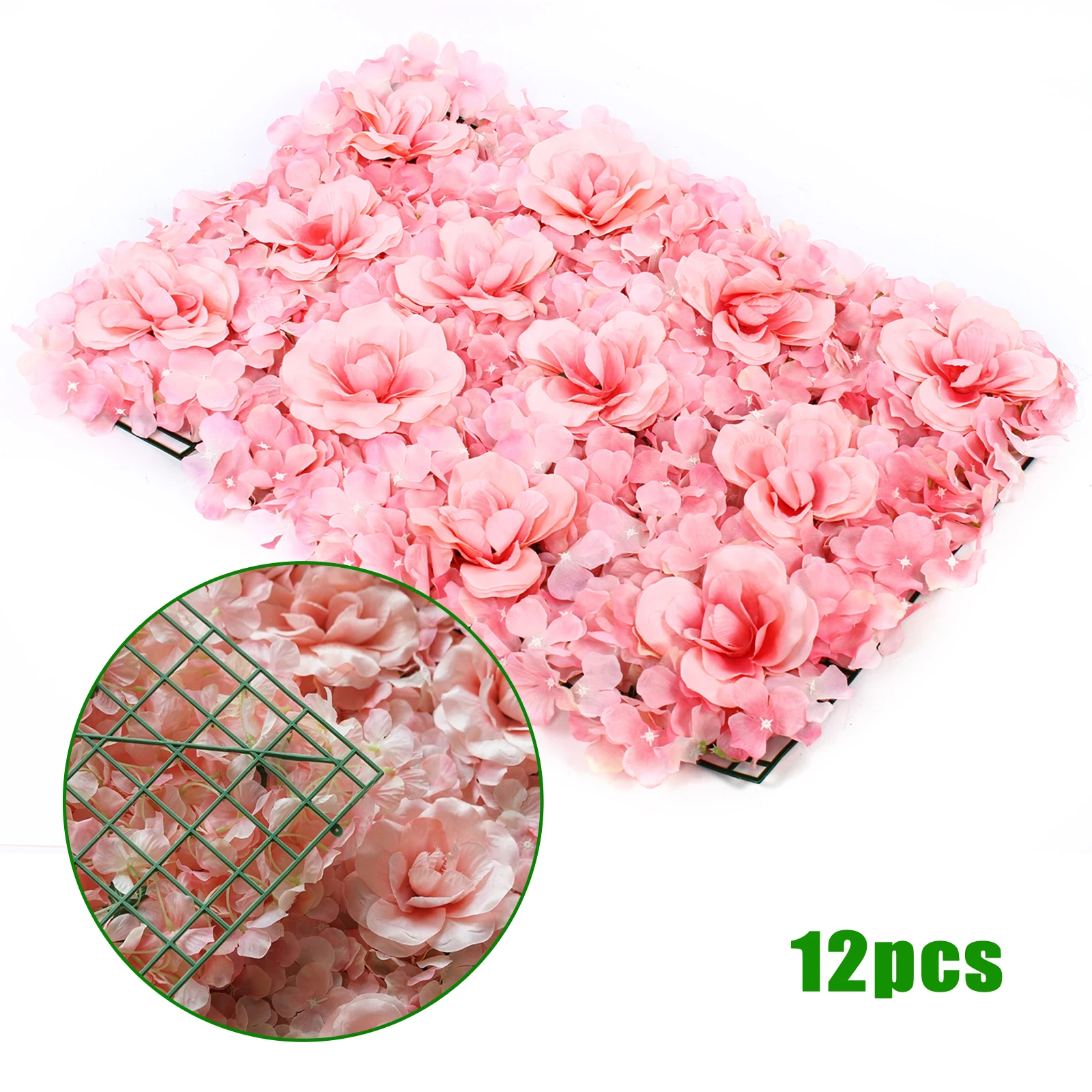 12pcs Blush Roses and Hydrangea Flowers Mat Wall Backdrop Panels Wedding Decorations