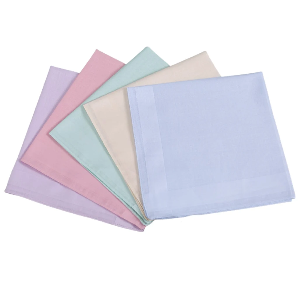 5 Pack of Pure Color Men's Pure Cotton Handkerchiefs, Cotton Yarn-Dyed Plain Handkerchiefs, Tie-Dyed Handkerchiefs, Flap Pocket Pants Scarves, Wedding Supplies
