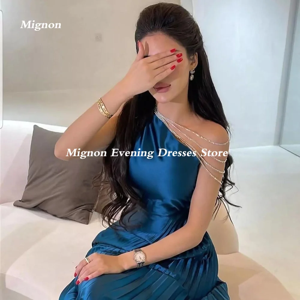 Mignon Satin Mermaid Prom Gown One-shoulder Evening Formal Ruffle Floor-length Sequins Elegant Party Dresses for Women 2023