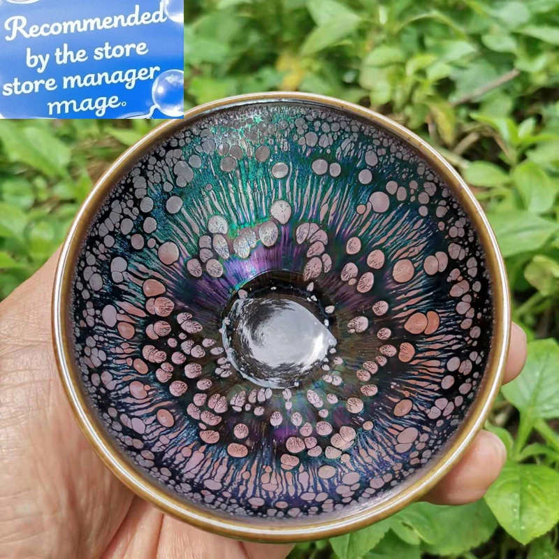 

Jianzhan Beautiful Color Tenmoku Tea Cup Yuteki Natural Glaze China Song Dynasty Craft Chinese Teacup Pottery Ceramic