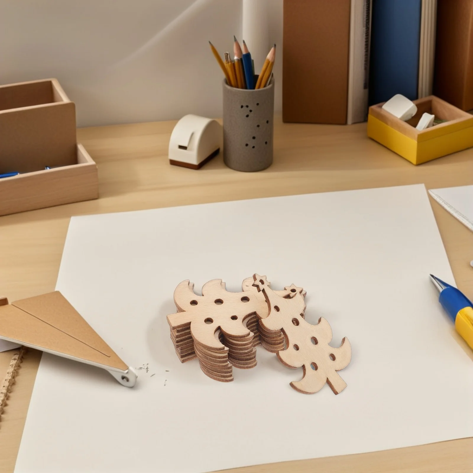 

40Pcs Wooden Christmas Tree Cutouts Unfinished Blank Wood Pieces for Crafts DIY Holiday Ornaments Rustic Wood Tree