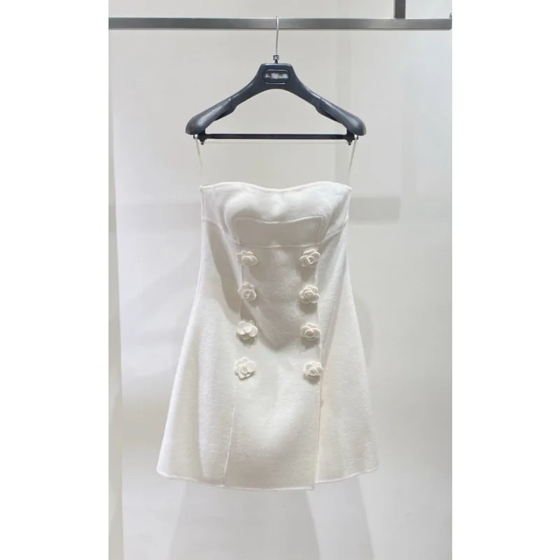 Women's White Sleeveless Tube Mini Dresses for Party Luxury Attractive 2025 High Quality Elegant Sexy New Fashion Style