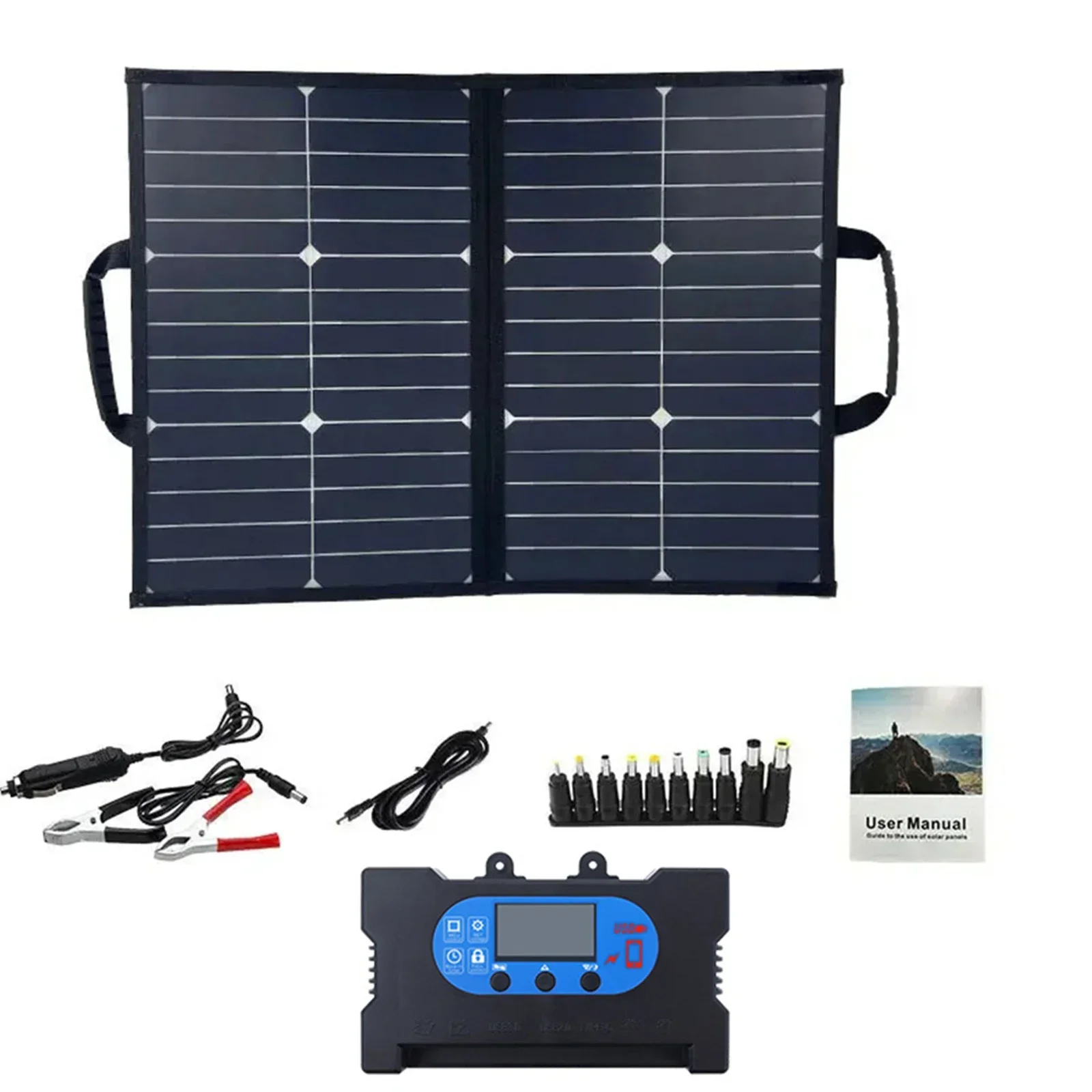 

50W Solar Panel Foldable Power Kit Battery Clip Car Charger Fast Charging Technology High Conversion Efficiency