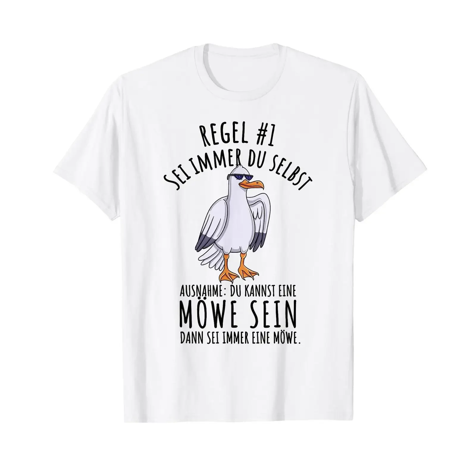 Sei Immer Du Selbst Lustiges Möwe T Shirt White vintage Washed Comfortable Soft Stretched Stylish Casual Top For Everyday Wear