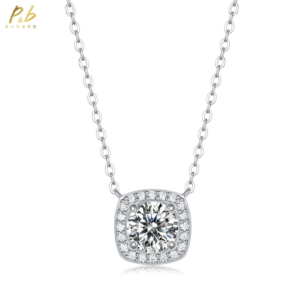 

PuBang Fine Jewelry Настоящее серебро 925 пробы 3EX VVS1 D Цвет 6,5 мм Муассанит Полный бриллиант Подвеска с драгоценными камнями Ожерелье Оптовая продажа
