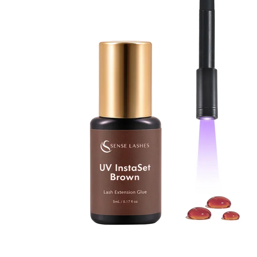 SENSE LASHES 5ml UV Instaset Brown Glue for Eyelash Extensions 0.5-1s Water-proof Eyelash Glue/Adhesive