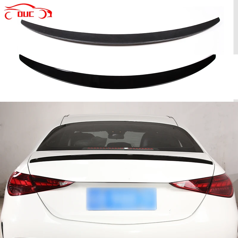 

For Mercedes-Benz C-Class W206 2022 ABS Carbon Fiber/Gloss Black Car Tail Wing Rear Trunk Lip Spoiler Trim Auto Accessories