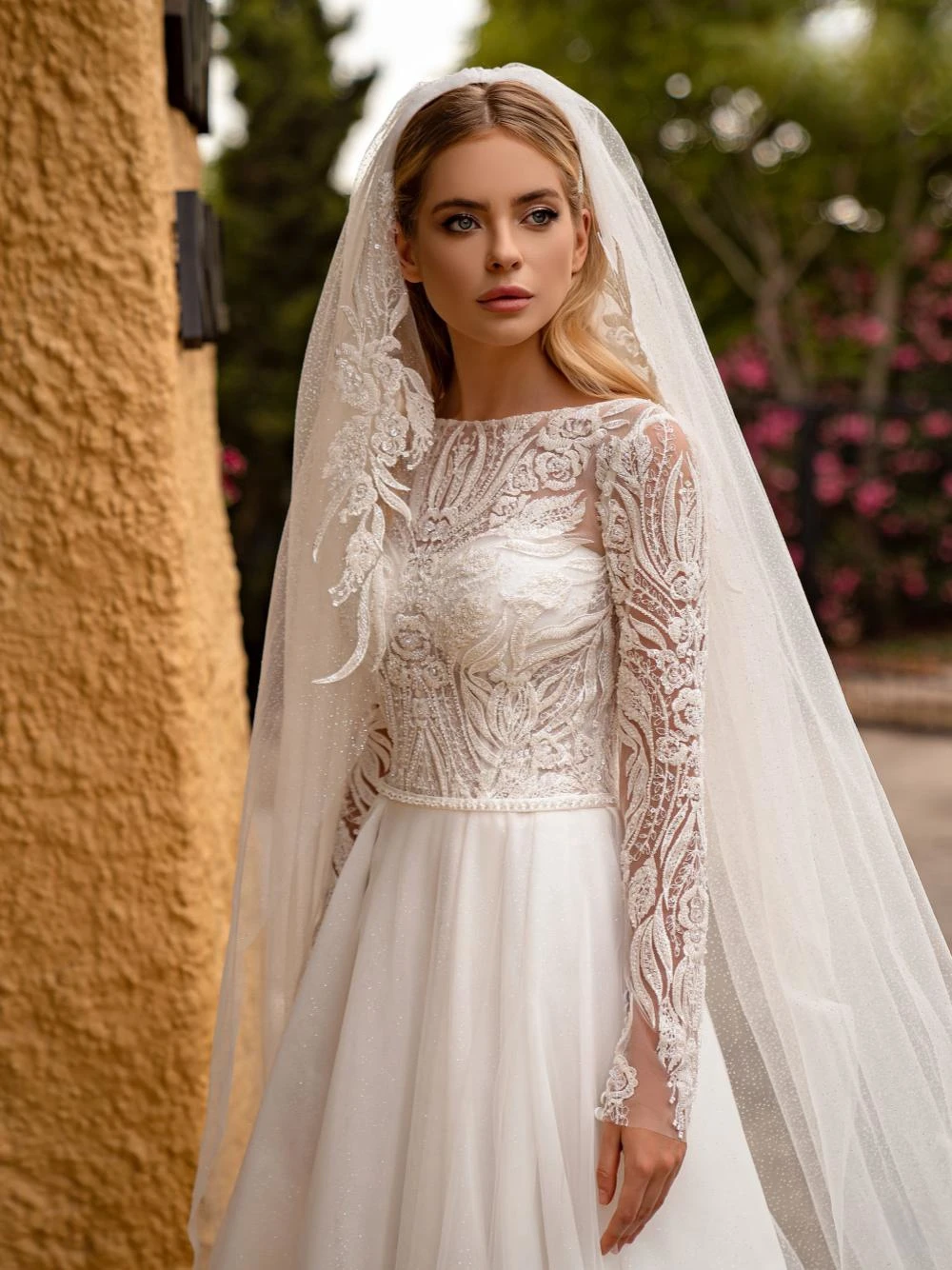 Vestido De novia modesto con cuello barco, manga larga, cuentas brillantes, lentejuelas, bata De novia, apliques personalizados, corte en A, vestido De novia