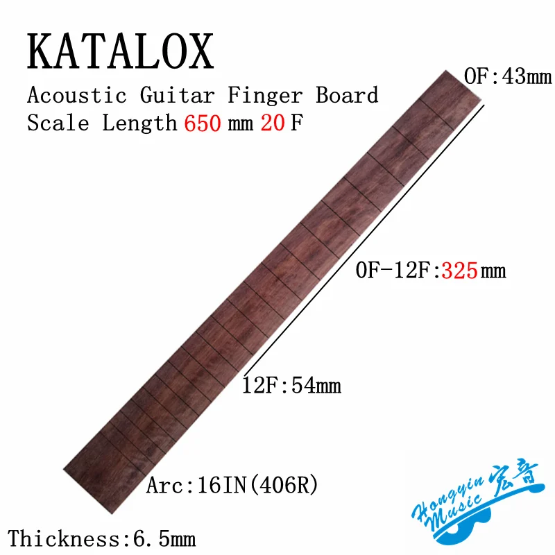 HUATOOL Katalox - Diapasón de Ébano Real Mexicano, 650 mm de Longitud, para Guitarra Eléctrica, Acústica y Clásica, Madera para Luthier
