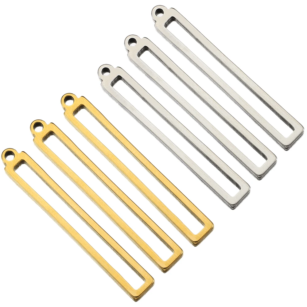 

10pcs Stainless Steel Hollow Rectangle Frame 32mm Charms Pendants for Earrings Necklace DIY Crafts Jewelry Making Accessories