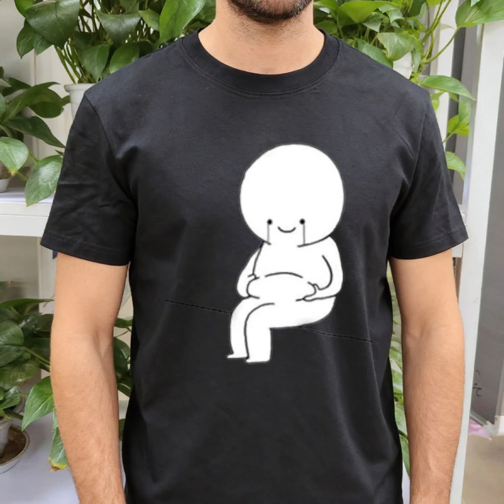 Funny Belly Rub Cartoon T-Shirt – Black Minimalist Graphic Tee Perfect Gift for Meme Lovers & Casual Wear Enthusiasts Cotton Tee