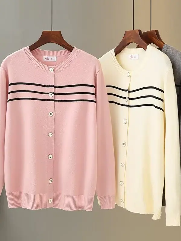 

Женский вязаный кардиган больших размеров с длинными рукавами, на пуговицах, с круглым вырезом, эластичный, приталенный, повседневный, весна-осень