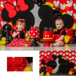 Mouse Twins Backdrop Kids Baby Cake Smash Photography Props Child Girls Adult Birthday Party Studio Backgrounds