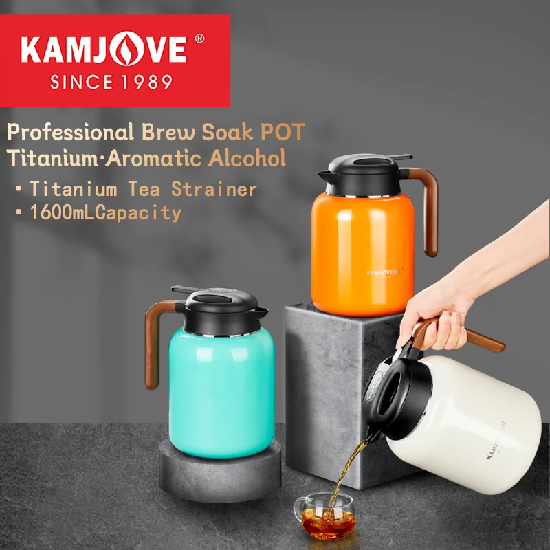 

KAMJOVE Double-layer Warm-keeping Pot 316 Stainless Steel Liner Warm Water Kettle,1.6L high-capacity Titanium Tea Divider LX-550