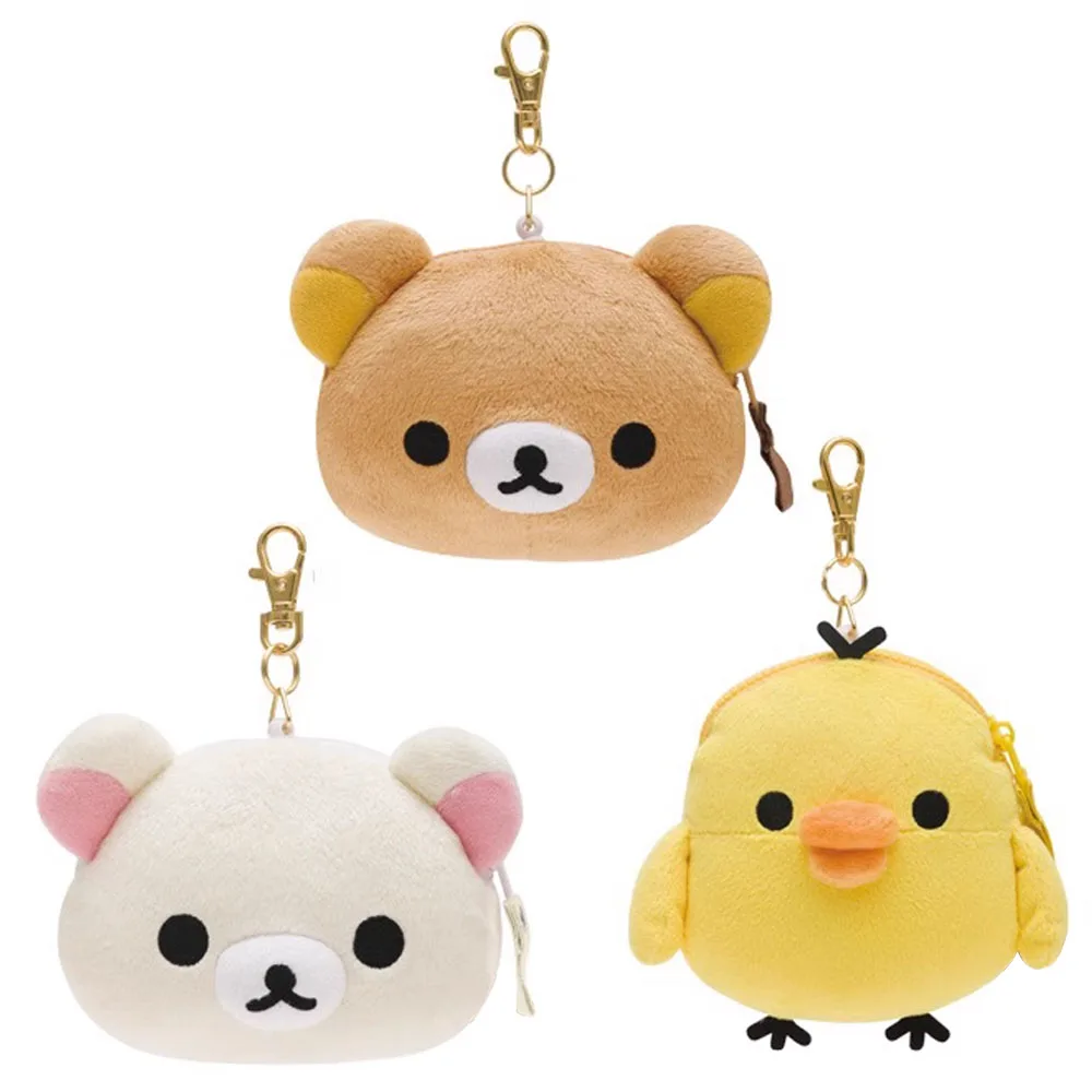 

Милый Rilakkuma Korilakkuma Kiiroitori плюшевый чехол-держатель для удостоверений личности, чехол-подставка, брелок для монет, сумка для хранения, регулируемая веревка