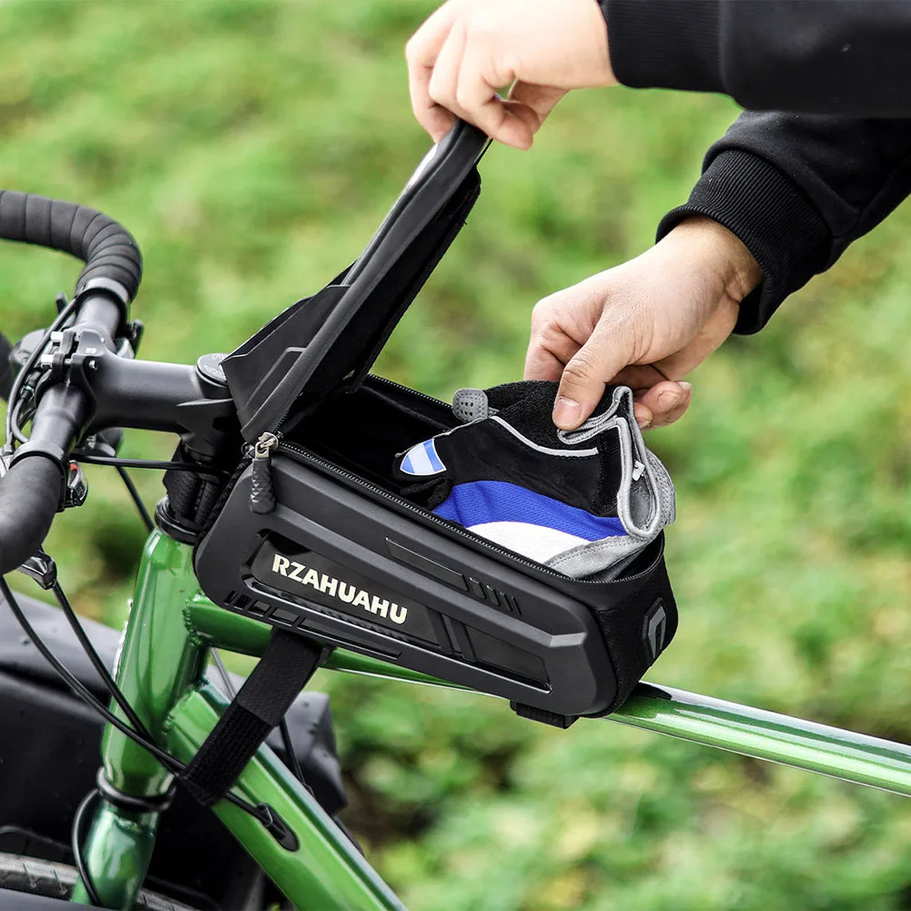 

Сумка на переднюю раму велосипеда/телефона с сенсорным экраном из ТПУ и солнцезащитным козырьком Велосипедная сумка Водонепроницаемая велосипедная сумка для шоссейных велосипедов MTB