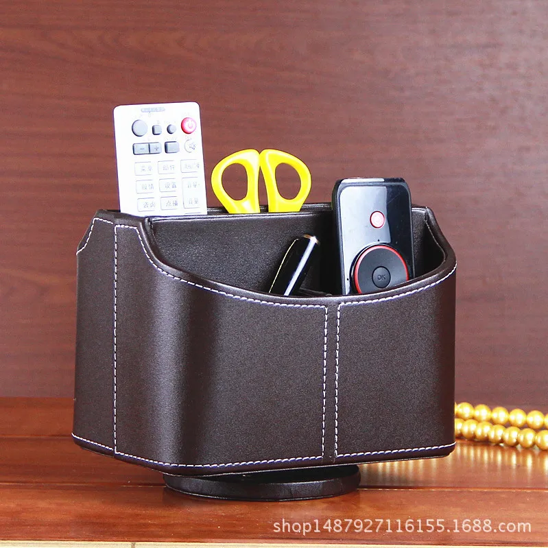 

Вращающийся на 360 градусов многофункциональный настольный органайзер из кожи, модный держатель для ручек для офиса