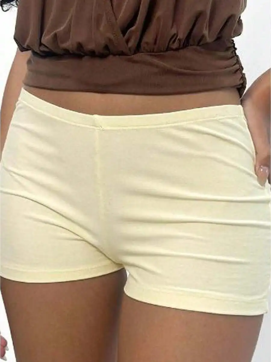 

Women Solid Color Micro Shorts Casual Elastic Waist Slim Fit Lounge Shorts