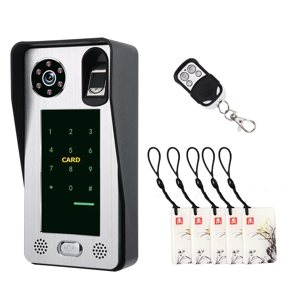 7inch Screen Fingerprint IC Card Video Door Phone Intercom Doorbell With Door Access Control System