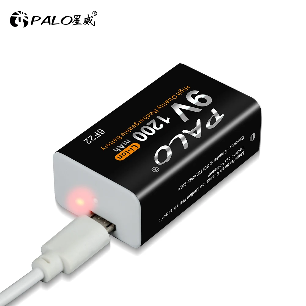 Akumulator PALO 9 V typu C 1200 mAh 9 V akumulator litowo-jonowy 6F22 do modelu helikoptera RC mikrofon zabawka zdalna