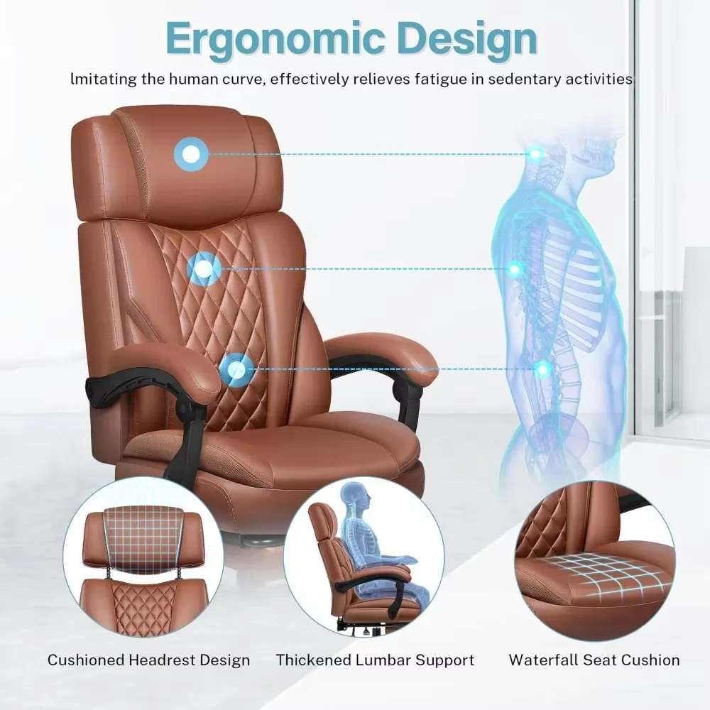 Office chair, ergonomic, office chair with footrest and lumbar support, reclining office chair with adjustable angle