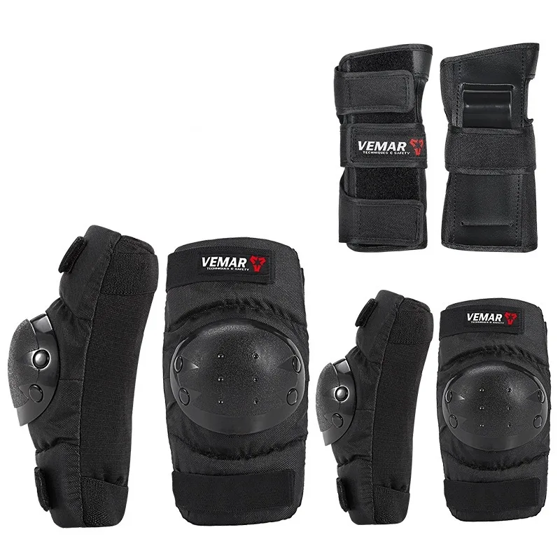 VEMAR Children Motorcycle Knee Elbow Hand Pads 6 Pcs Short Hard Shell Protective Gear 3