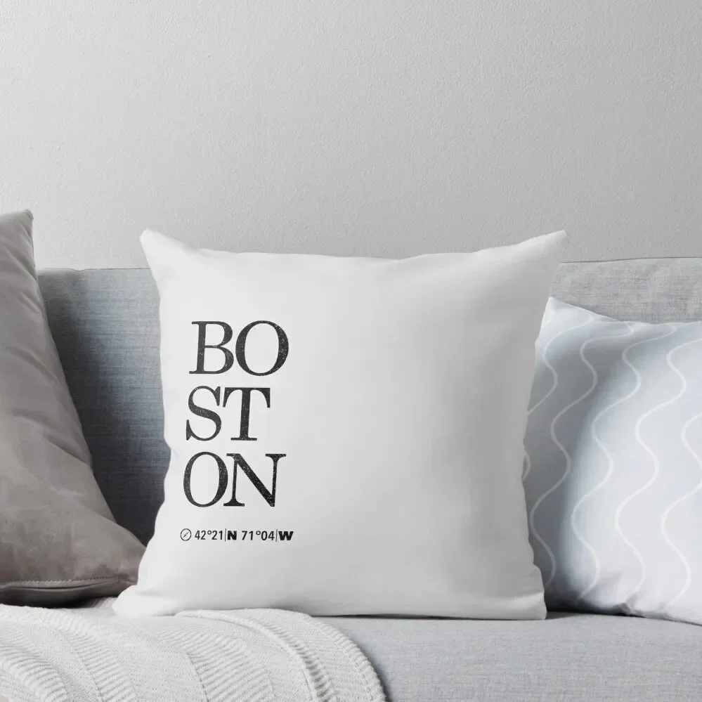 Boston Artwork Coordinates & Typography Throw Pillow Pillow Cover Sofa Pillow Cover Luxury Case