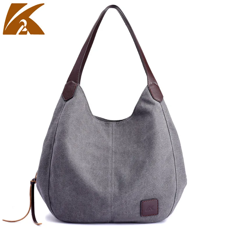 

New Canvas Bag Women's Bag Fashionable And Versatile Literary Simple One Shoulder Handbag Multi Compartment Large Bag