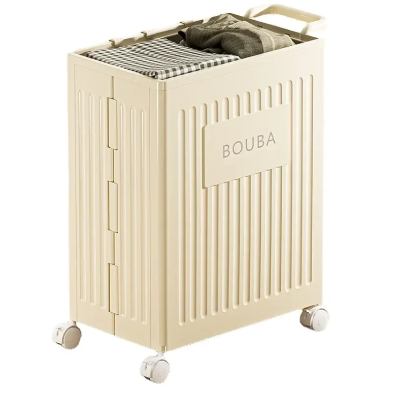 

Large Capacity Laundry Hamper Narrow-slit Laundry Basket Household Hamper Basket with Wheels Bathroom Folded Basket Storage