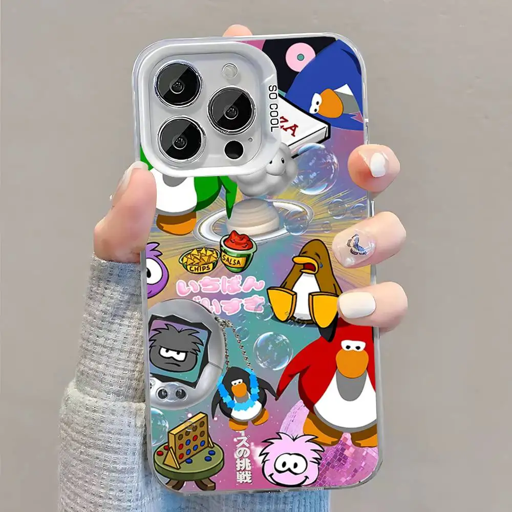 حافظة هاتف Game C-Club PenguinS لهاتف iPhone 16,15,14,13,12,11,Pro,XS,Max,Plus,Mini,SE غطاء مقاوم للصدمات من الحلوى البيضاء غير اللامعة