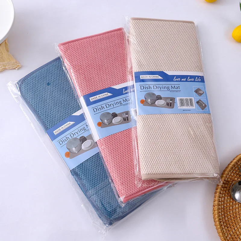 30x40cm Dish Drying Mat In The Cabinet Drying Mats Microfiber Absorbent Table Placemat Non Slip Heat Resistant Drain Drying Pad