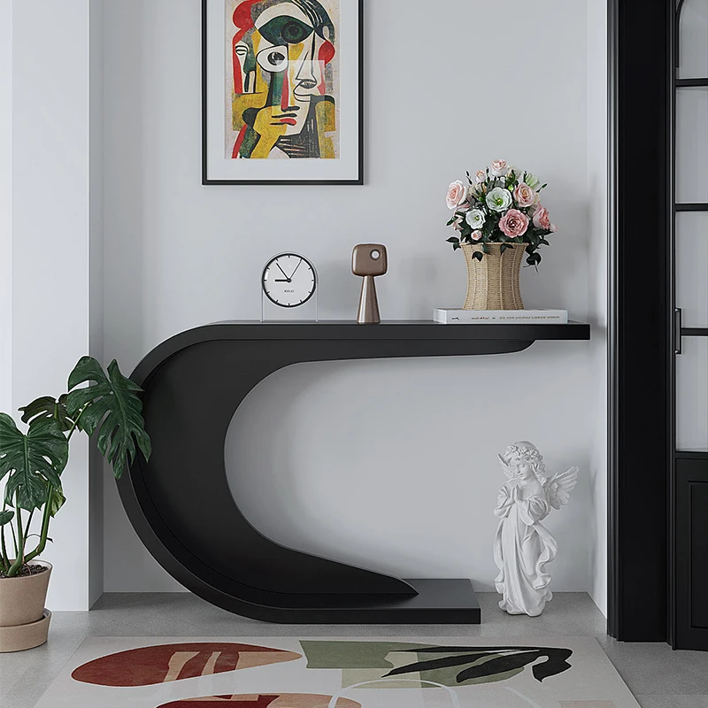 طاولة وحدة تحكم فرنسية فريدة من نوعها بتصميم منحني طاولة وحدة تحكم جمالية ممتازة على الحائط أثاث مكتب أنيق لغرفة المعيشة