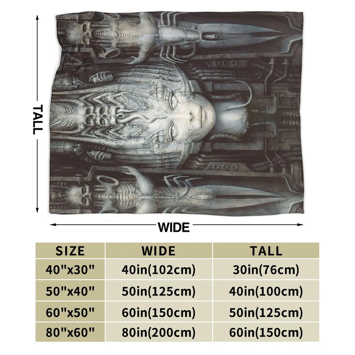 Hr Giger - Li - Painting Blanket Soft Warm Flannel Throw Blanket Cover for Bed Living room Picnic Travel Home Couch