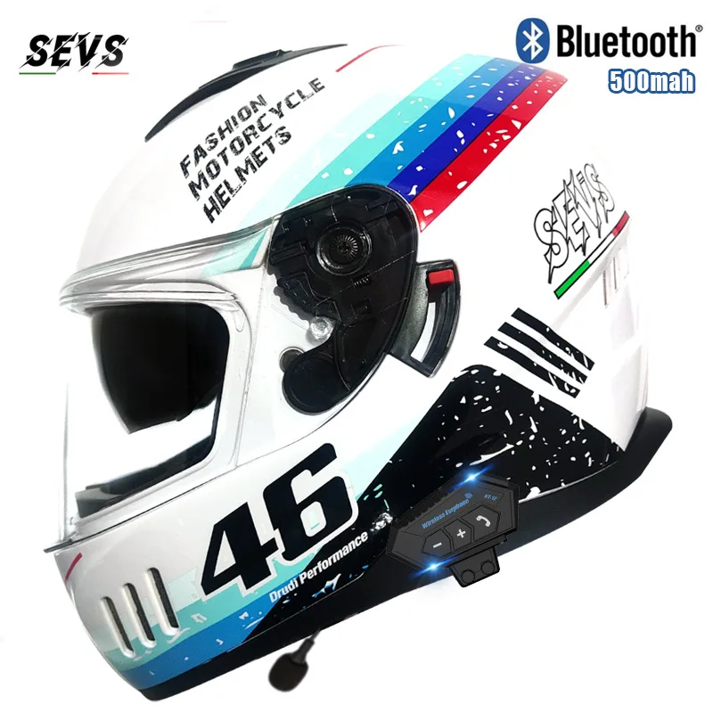 

HOT DOT Approved Bluetooth Moto Helmet Double Lens Cycling Full Helmet Machine Running Helmet Safety Downhill Motocross Racing