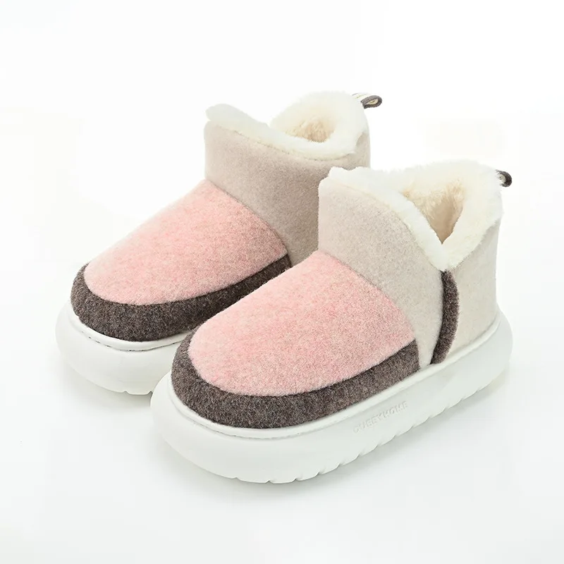 

2023 Winter Women's Shoes on Offer Thick Heels Keep Warm Plush Snow Boots Retro Mixed Colors Windproof Casual Female Ankle Boot