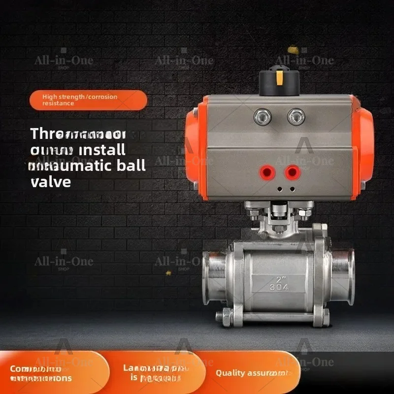 Pneumatic 304 Stainless Steel Ball Valve 3-piece Sanitary Tri-clamp 3-way Valve