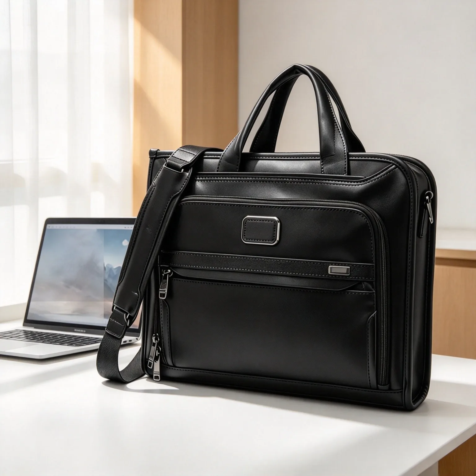 Business Handheld Crossbody Laptop Bag, Large Capacity Briefcase for Daily Work & Business Trip