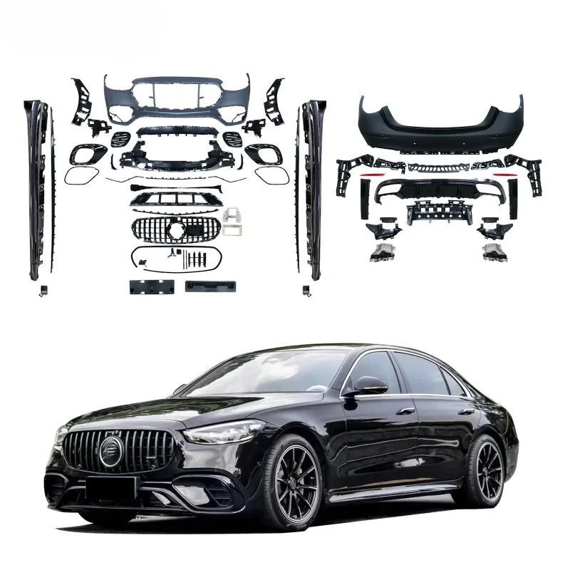 

Боковые юбки переднего и заднего бампера SAAR, полные для Mercedes-Benz S-Class W223 2021+, модифицированный комплект кузова AMG S63