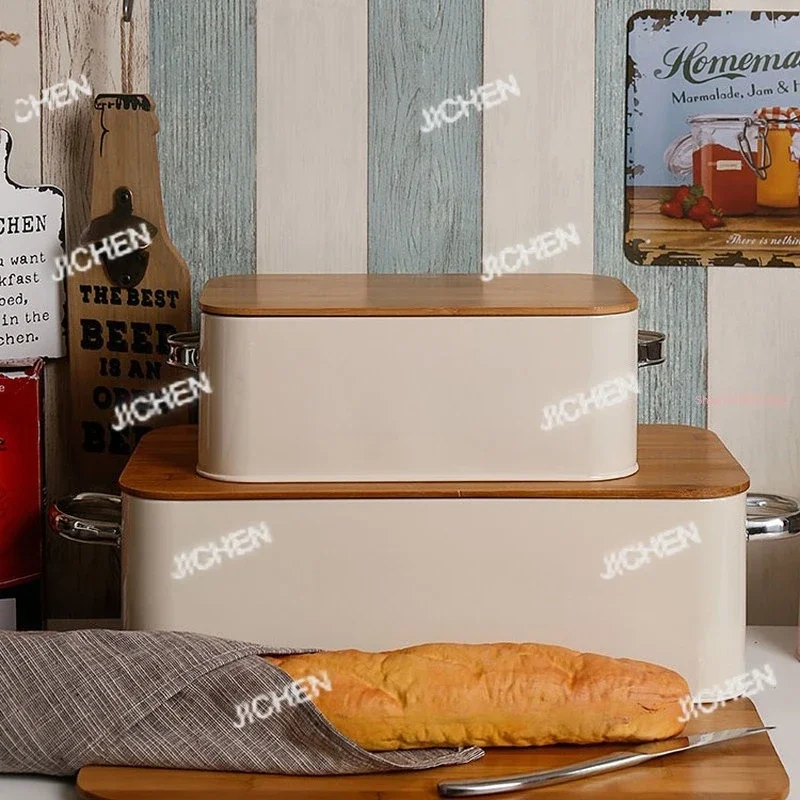 

JCT Негабаритный французский бамбуковый чехол, бинауральная коробка для хлеба, большая маленькая прямоугольная корзина для хранения, органайзер из оцинкованного железа