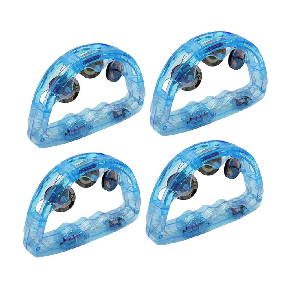 

4 Pcs LED Luminous Light Tambourine Handheld Flash Party Flashing Props Abs Kids Child Funny Tambourines