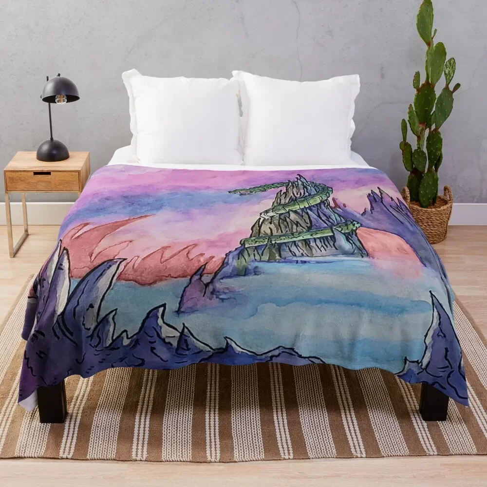 

Snake Mountain in Watercolor Throw Blanket Soft bed plaid Blankets